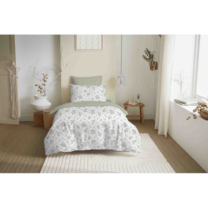 Complete Reversible Duvet Cover Set "Vanessa" 4 Pieces for Bed 90 X 190 Louise Romarin