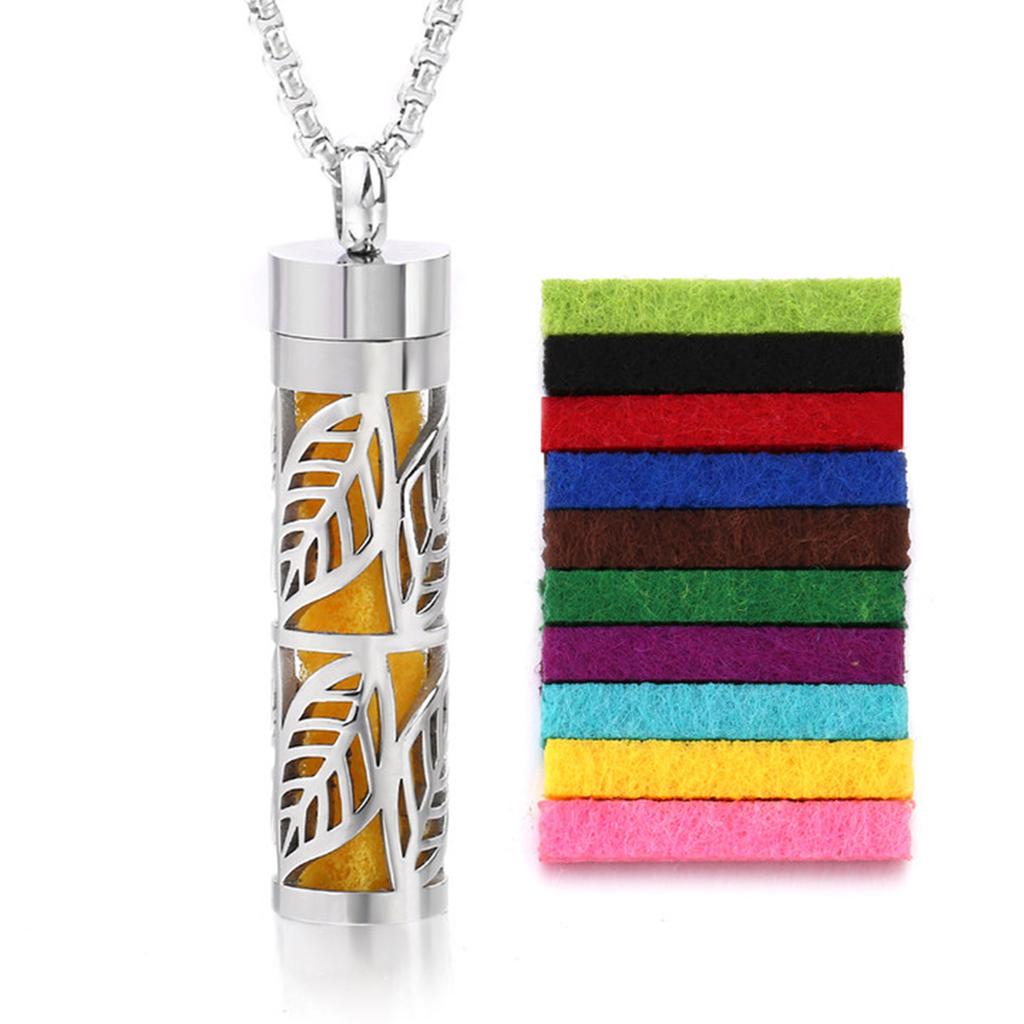 Vertical Hollow Stainless Steel Bar Ambient, Perfume Oil Diffuser,Medallion,Jewelry, Pendant,Necklace for Women,Men and Teenager