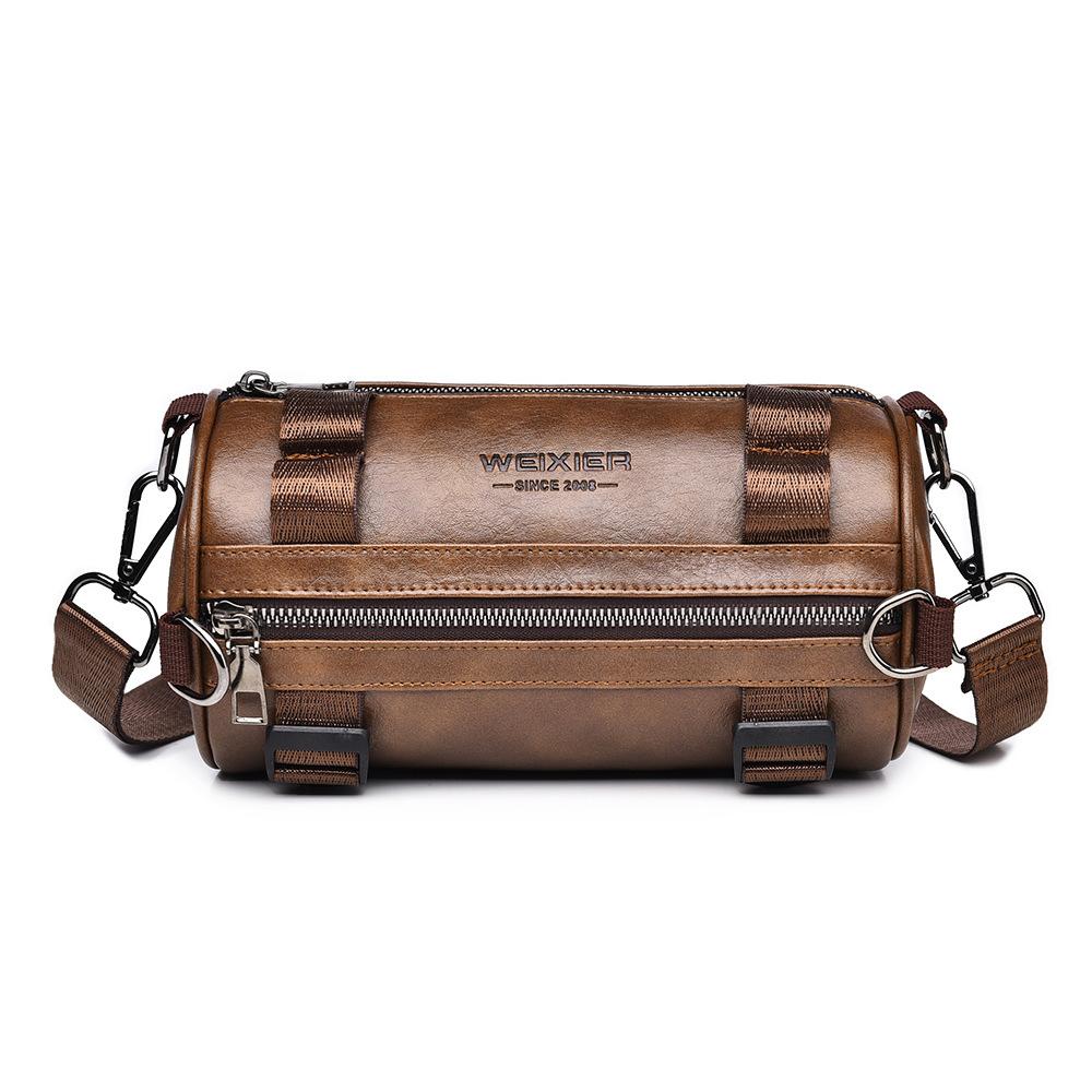 

High-quality PU Men s Crossbody Bags Personalized Pillow Single Shoulder Bag Trendy Casual Waterproof Male Sling Bag Valentine s Day Gifts for Husband коричневий