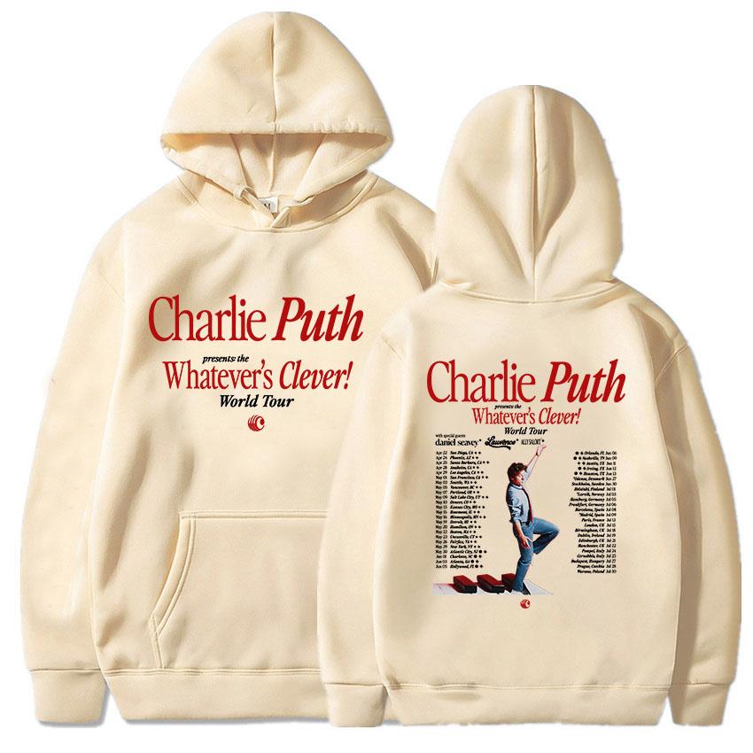 Charlie Puth Whatever s Clever! World Tour 2026 Hoodies Long Sleeve Male Hooded Sweatshirt Casual Design Graphic Pullovers XS