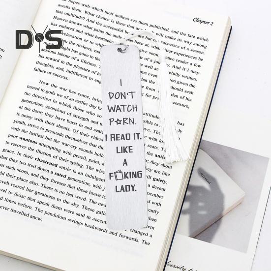 Graviertes Lesezeichen aus Metall, Geschenk „I Don't Watch Porn“, Lesezeichen aus Edelstahl mit Quastenanhänger, Geschenke für Leseratten, Männer und Frauen, Leseliebhaber