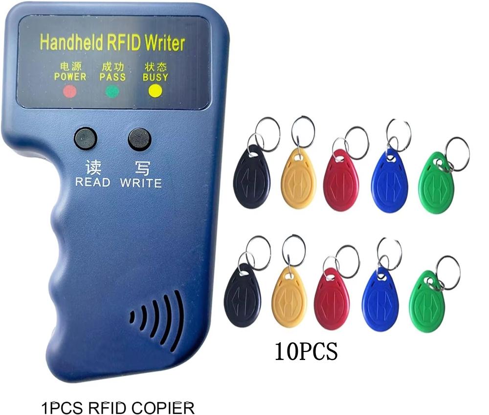 Handheld 125KHz RFID Duplicator Copier  ID Writer Programmer Reader + Keys+ Keychain Access Control Card Reader