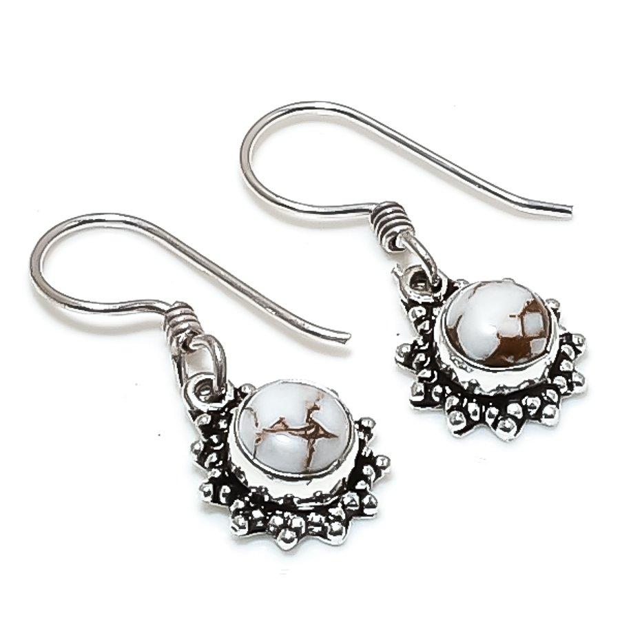 Natural Wild Horse Gemstone Handmade 925 Sterling Silver Jewelry Earring 1.26" b8T98