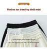 Princess Style Cartoon Embroidered Wide-Leg Drawstring Pants for Women
