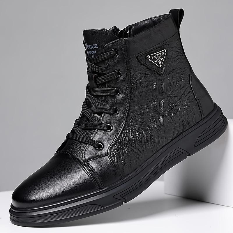 [89 Yuan for 1 Pair] Martin Boots Men's Leather High-top Boots Handsome and Versatile Men's Leather Boots Are Thick and Will Not Be Returned or