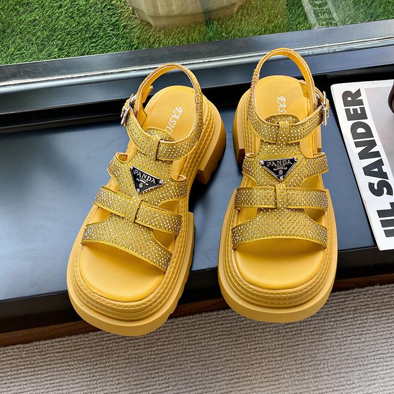 Japanese Style Cake Bottom Retro Sandals High Heels Women 2025 New Thick Bottom Casual Roman Sandals Women Zapatos De Mujer