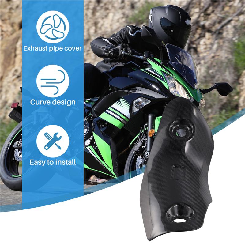 

Motorcycle Exhaust Front Link Pipe Carbon Fiber Heat Shield Cover For Kawasaki Ninja ZX-4R ZX-4RR ZX4R ZX4RR