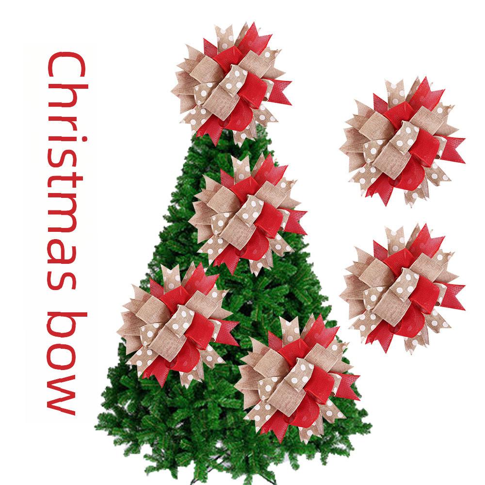 Red Bow Festive Christmas Tree Wreath Decorative Accent Gift Box For Seasonal Joy
