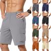 Men's Cargo Shorts Relaxed Fit with Multiple Pockets Button Closure Elastic Waistband Outdoor Apparel