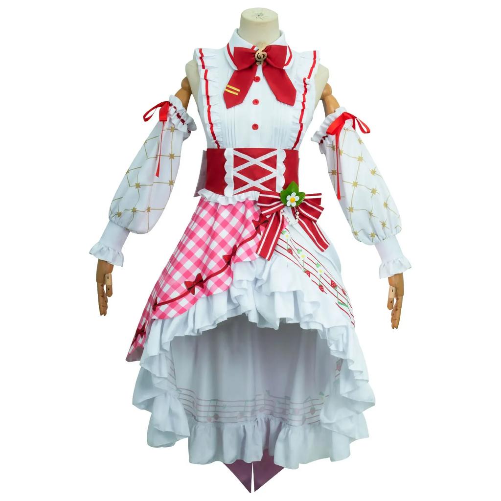 Miku Cosplay Strawberry  15th Anniversary  Costume Wig Lovely Lolita Dress Women Halloween Uniform Party Fancy