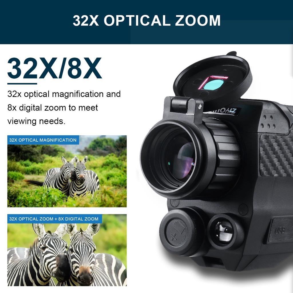 200M Full Dark Viewing Distance Outdoor Hunt Night Vision Device Infrared Optical Monocular Device 4-32X Digital Zoom Photo 3.7V