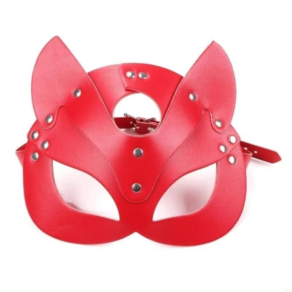 Zinc Zinc Alloy Halloween Mask Solid Color Half Face Mask Cool PU Leather Mask Women