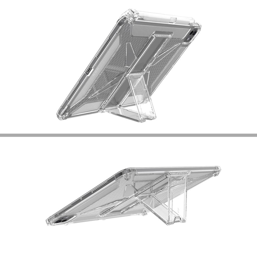 Dla iPada Pro 13 (2024) Przezroczyste etui z podstawką, wstrząsoodporne, z TPU+PC, pokrowiec na tablet z miejscem na rysik