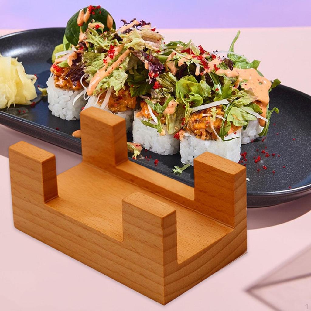 Wood Sushi Holder Serving Board Decoration Food Display Japanese Taco Stand for