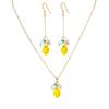 Conjunto de Collar y Pendientes de Limón Fresco, Cadena para Clavícula de Fruta de Verano con Goteo de Aceite, Estilo Dulce y Juvenil Dos Piezas Accesorios para Orejas