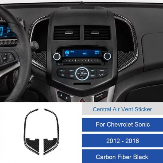 Carbon Fiber Center Air Vent Outlet Cover Trim For Chevrolet Sonic 2012-2016 Carbon Fiber