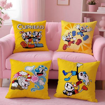 Classic Cute Game C-CupheadS Cushion Cover Comfortable Reversible Pillow Cover Ideal for Car Sofa Bedroom & Beyond