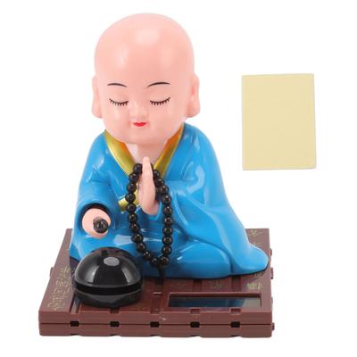 Small Buddhist Monk Solar Ornaments Light Energy Sensing Automatic Nodding Knocking Monk Decoration