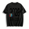 Frohes 2026 Socken-Print Lässiges Oberteil Unisex Feiertags-Thema T-Shirt Reines Baumwoll-T-Shirt