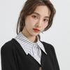 Camisa listrada com gola removível para mulheres, blusa branca com lapela, colarinho feminino, gola falsa, roupas decorativas