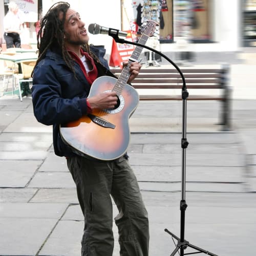 Socpuro Gooseneck Microphone Stand, Performance Microphone Tripod Stand with 360-Degree Swivel Arm, Compact, Portable, Foldable, Lightweight, Adjustab