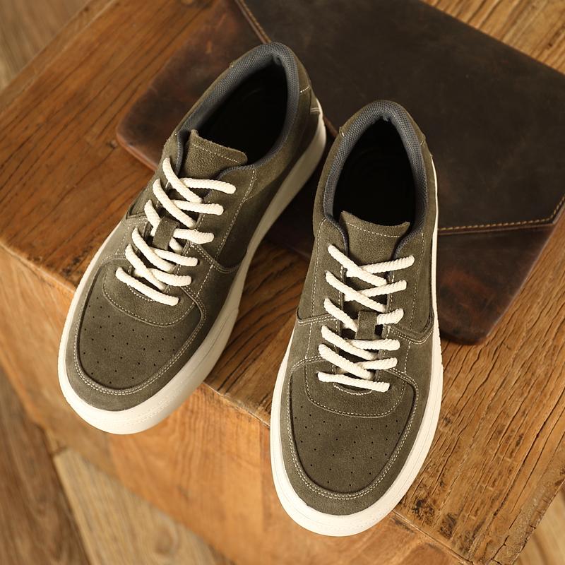 

Толстая подошва роскошная обувь для мужчин 2024 осень новые классические мужские кроссовки мужские кожаные ретро шнуровка повседневные кожаные туфли с круглым носком 44 темно-зеленого