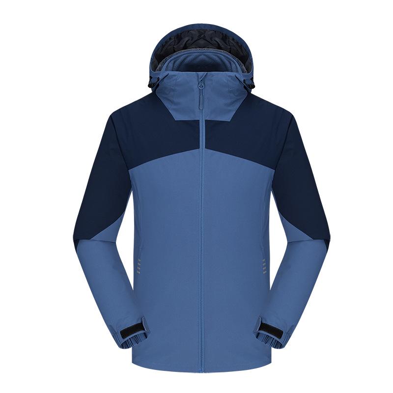 Unisex Windproof Ski Jacket: Fleece Lined, Thickened, Three-in-One for Outdoor and Mountaineering.