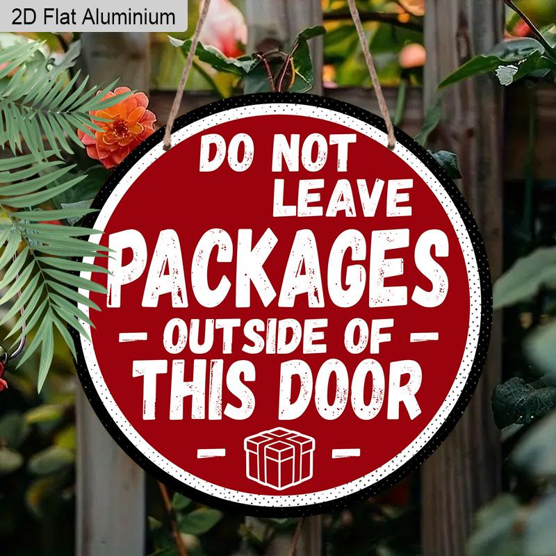 2D Flat 1pc Metro Warning Aluminium Decoration Aluminium Plaque, "DO NOT LEAVE PACKAGES Outside This Door" Lettering Sign, Apartment Entry Decor
