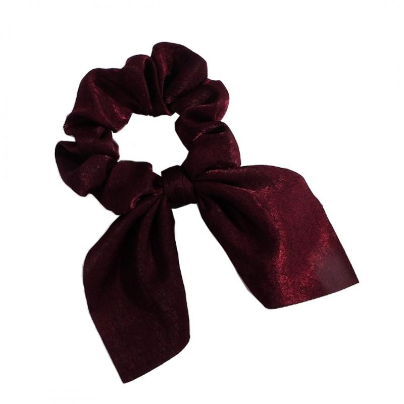 Hair Tie Scarf Short Burgundy Pin Up Scrunchie For Girls