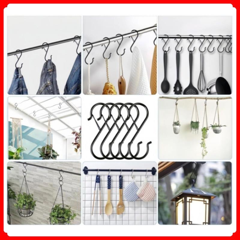 Black Electrophoretic S-Shaped Metal Hook with Windproof Spring Clip