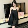 French Suspender Pajamas Women's Summer Ice Silk Suspender Pajamas Pure Lust Sexy Lace Back Pajamas with Chest Pads