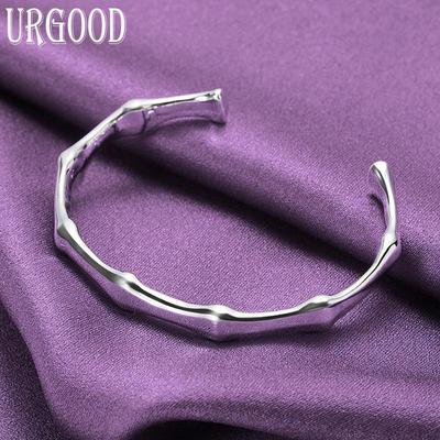 Pulseira de nó de bambu aberto de prata esterlina 925 Joias da moda