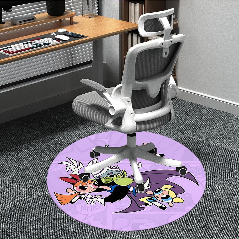 

1pc Powerpuff Girls Battle Office Round Area Rug, Indoor Mat Suitable For Office, Under Office Chairs Bedroom Living Room Home Decor, Room Deco154 80cm by 80cm