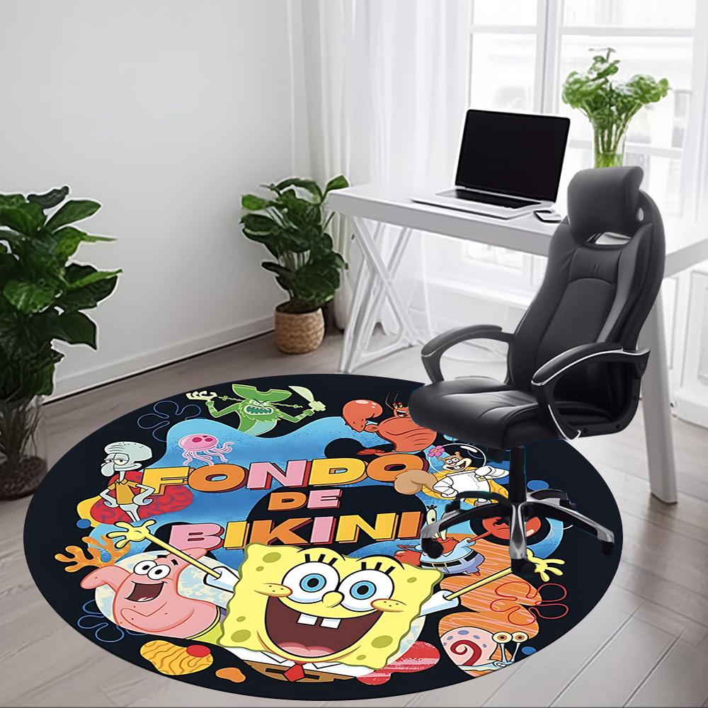 Spongebob Office Round Area Rug, Under Office Chairs Bedroom Living Room Home Decor A1022240