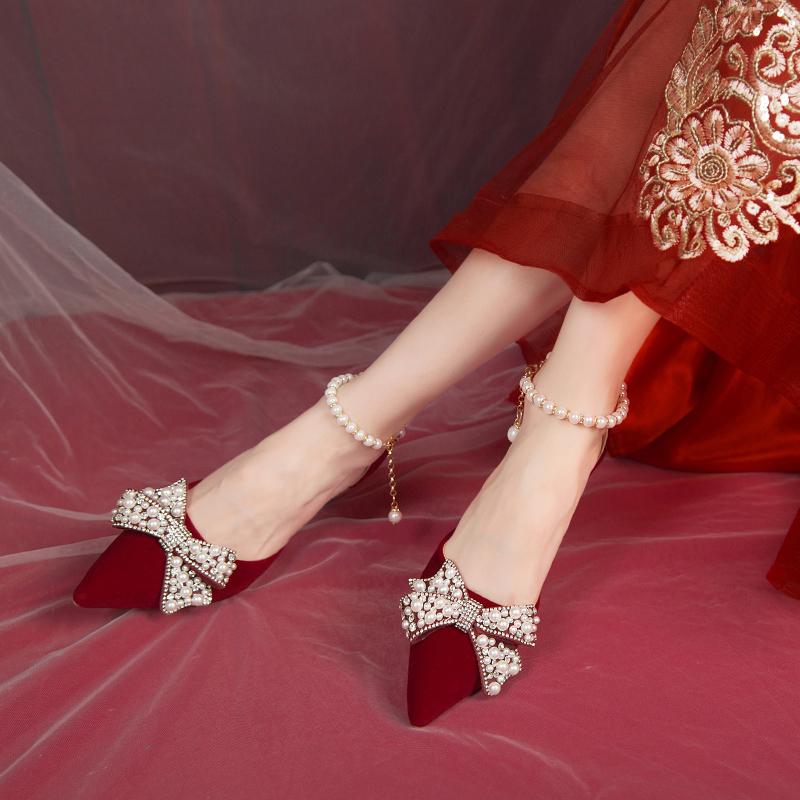 Móda Ležérní Podpatky Mašle Boty Mělký Výstřih 2025 Sandály Dámské Špičaté Lodičky Klasický Styl Pohodlné Svatba Nejnovější Béžová Africká Špička