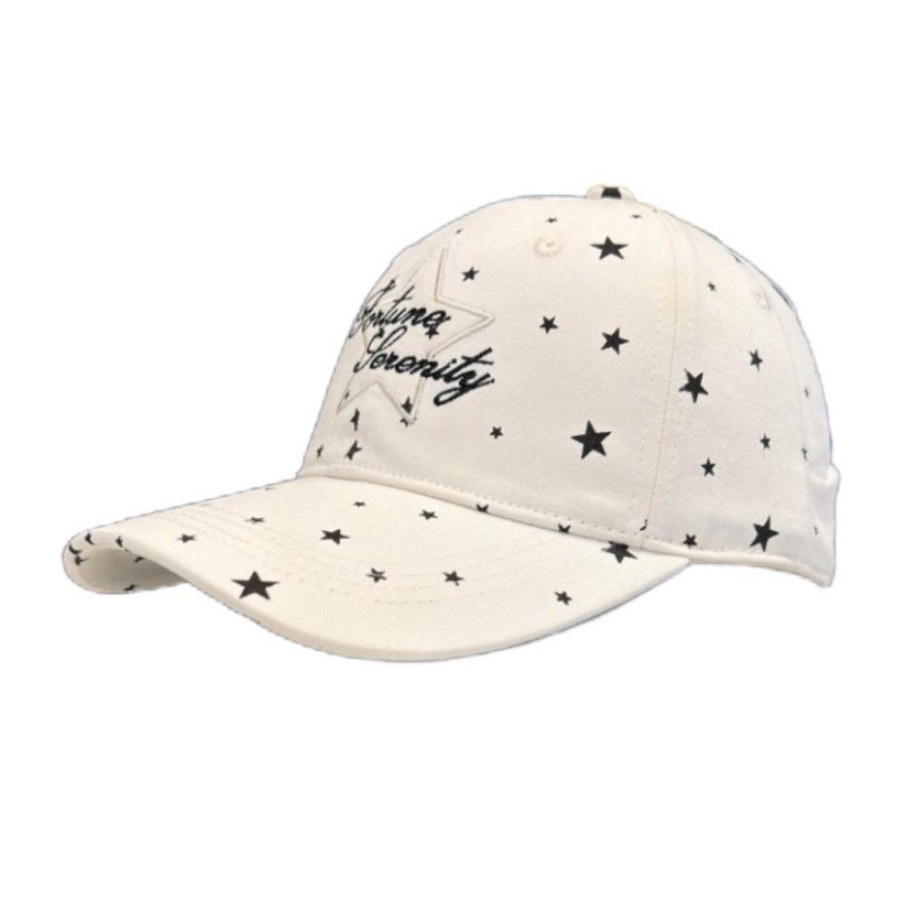 Soft Top Cotton Peaked Cap Face Slimming Casual Couple Hat Star Dot Baseball Cap  For Women