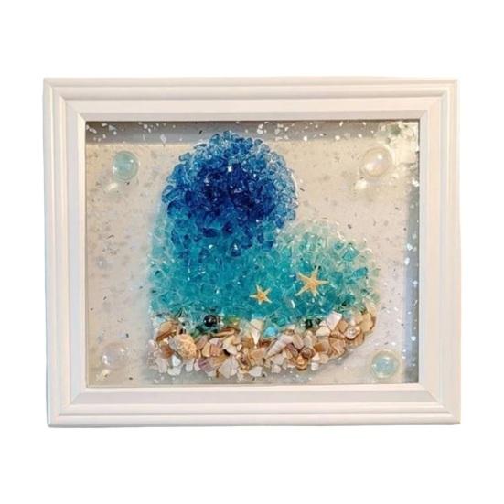 

1 комплект, набор для самостоятельного изготовления художественного набора из морского стекла с деревянной рамкой, настенное художественное украшение из морского стекла, рамочное художественное оформление рабочего стола, подарок на день рождения
