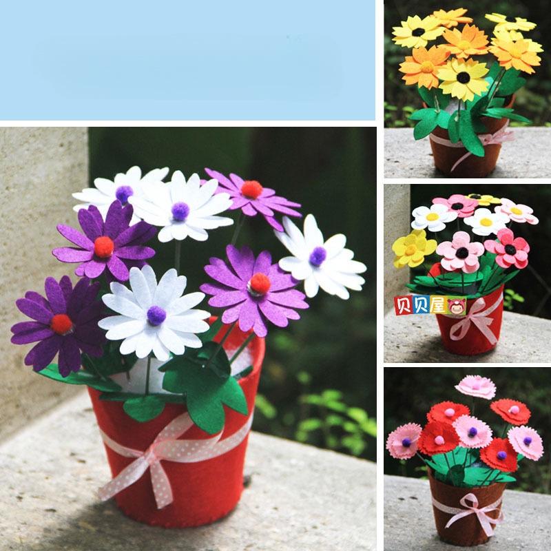Prezent na Dzień Matki Ręcznie Robiony Bukiet w Doniczce Słonecznik Goździk Sztuka Rzemiosło Kreatywność Zabawka Przedszkolna Mini Symulacja Doniczka DIY Zabawki dla Dzieci