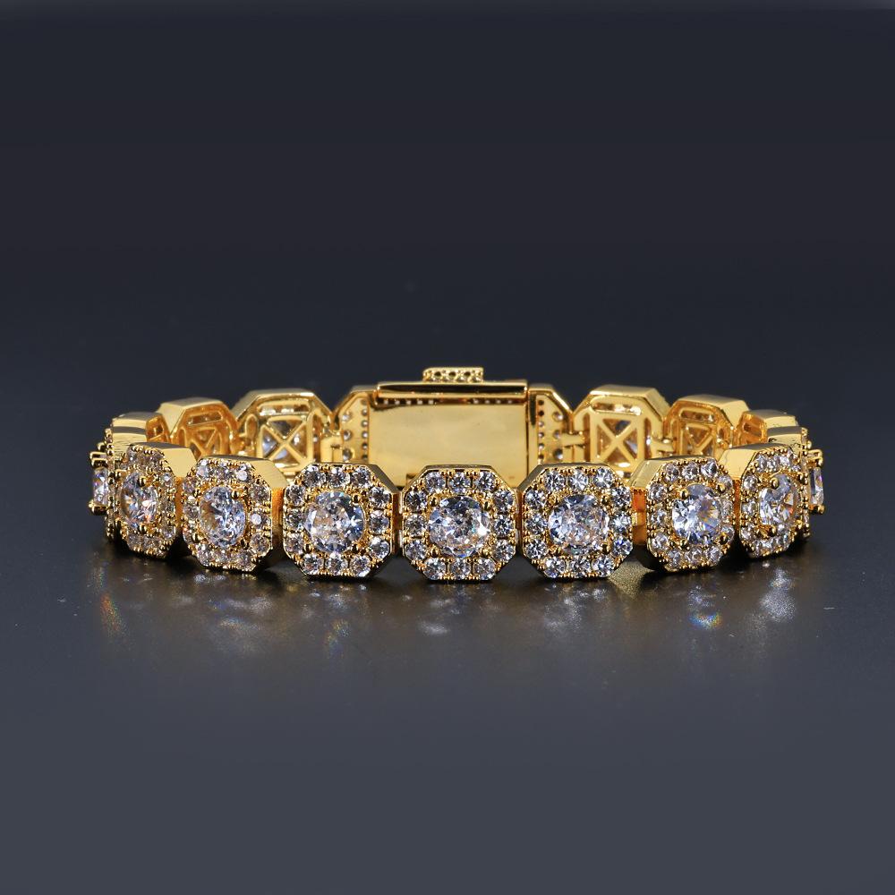Hip Hop Zircon Full Diamond Rock Sugar Bracelet Light Luxury Accessories High-End Men'S Jewelry Jewelry