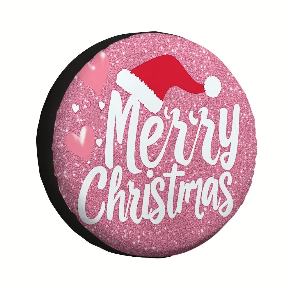 1pc Festive Christmas Tire Cover with Santa Hat Heart Design Durable Polyester, No Electricity Needed