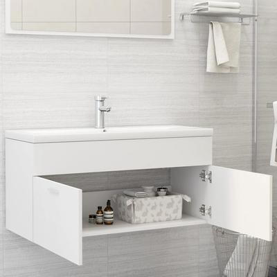 White Bathroom Vanity Cabinet 100 X 38.5 X 46 Cm Particleboard
