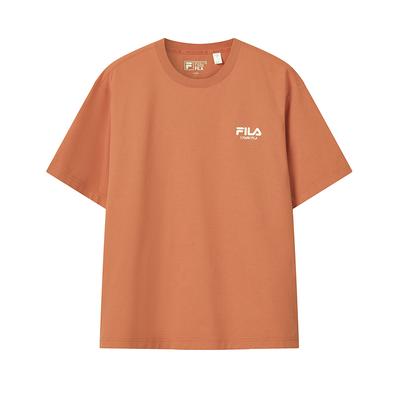 Fila Original Classic Embroidered Logo Simple Fashion Retro Casual Sports Comfortable Knitted Short Sleeve T-Shirt Unisex Tops Orange F51U619103FOR