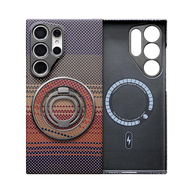 Aramid Fiber Luxury Lightweight Phone Case for for 23 S24 S25 Ultra Shockproof Anti-Fingerprint Magnetic Mobile Phone
