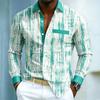 Men's High-quality Long Sleeved Shirt with White and Blue Contrasting Colors, Trendy Business Casual Long Sleeved Slim Fit Shirt