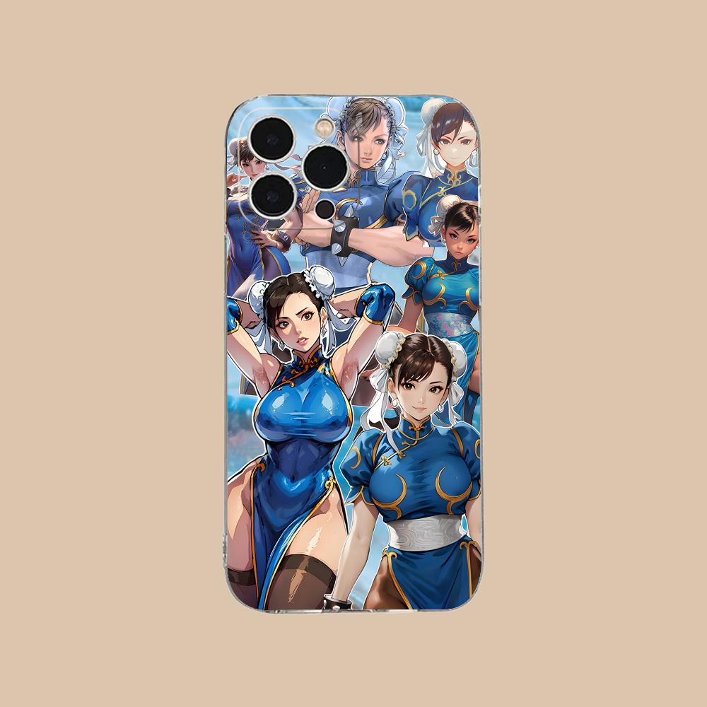 Custodia per Telefono Street Fighter Chunli per iPhone 17 16 15 14 13 12 11 X XR XS Air Pro Max Plus Mini Trasparente Colorata Copertura Cover Lusso