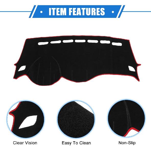 Dashboard Dash Cover Compatible for Chevy Trax 2017-2020, Durable Polyester Red Front Dash Cover Mat