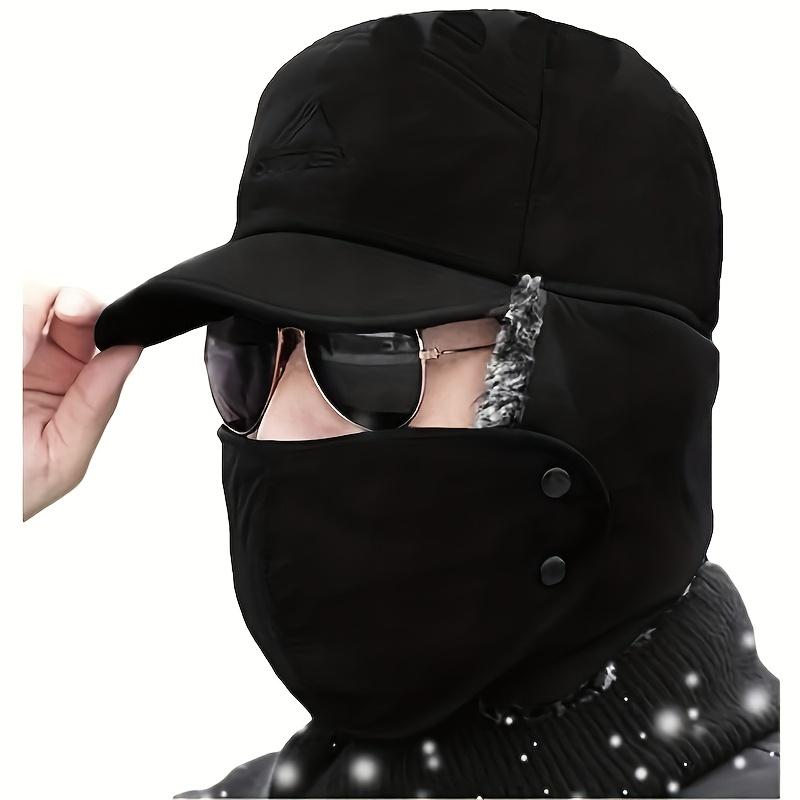 Men's Warm Hats, Thickened Folding Hats, Detachable Face Masks, Hats for Middle-aged and Elderly People, Winter Gifts