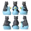 Playful Series: Hand-Painted Cats & Kittens on Ducks - Micro-Landscape Figurines