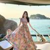 Seaside Vacation Dopamine Gentle and Beautiful Chiffon Print Suspender Dress Women's Summer Big Skirt Long Dress