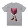 Summer Round Neck Funny Apple Pattern Top Fashionable Casual Pure Cotton Short Sleeved Men's and Women's Unisex T-shirts